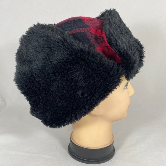 Scala Trapper Aviator Plaid Red & Black Hat NWT - Picture 7 of 8